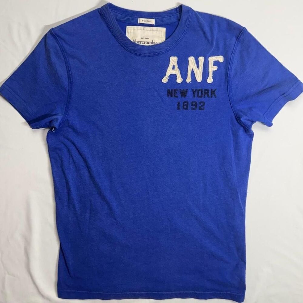 abercrombie & fitch vintage y2k royal blue embroidered muscle tshirt men’s size
